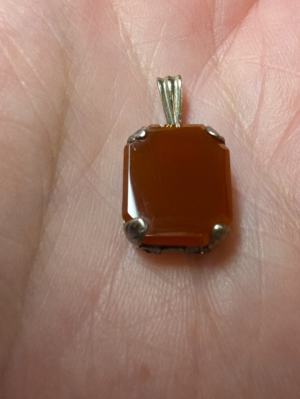 Sterling Silver Red Carnelian Pendant ▪︎ Classic Rectangular Stone ▪︎ LOVELY!
